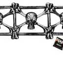  Interlocking Skull and Crossbones Fence Sections, Halloween Decor, Pack of 10