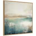 Kate and Laurel Sylvie Abstract Calming Lake Landscape Framed Canvas Wall Art by The Creative Bunch Studio 30 x 30 Natural, Coastal, Abstract, Landscapes Art for Wall Decor, Living Room, Bedroom