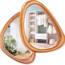 MAGFLERUM Asymmetrical Mirror Set of 2, 15 * 10 inch Irregular Wall Mirror, Small Wood Mirror, Hanging Vertically and Horizontally. Mirrors for Wall Decor (Red Walnut)