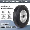 GICOOL 10" x 2.5" Flat Free Solid Rubber Tire with 5/8" Axle Bore Hole, 2 1/4" Hub, Replacement 4.10/3.50-4" for Hand Truck Dolly Trolley Garden Wagon Cart Generator, 2 Pack