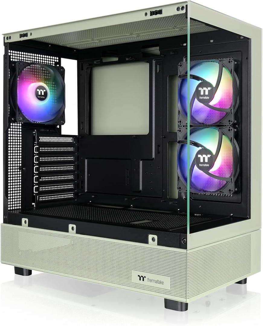 Thermaltake View 270 Plus TG ARGB Matcha Green Mid Tower E-ATX Case; 3x120mm ARGB Fans Included; Support Up to 360mm Radiator; Front & Side Dual Tempered Glass Panel; CA-1Y7-00MEWN-01
