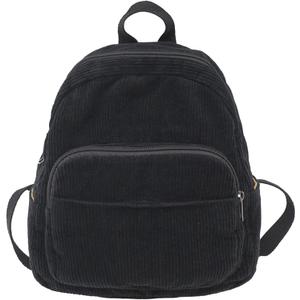 Makukke Small Corduroy Backpack Purse for Women - Vintage Mini Fashion Casual Aesthetic Backpack, Black