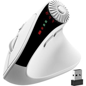 SABLUTE MAM51 Ergonomic Mouse Wireless with 3-in-1 Quick-Switch Scroll Wheel, Vertical Mouse with 4000 DPI, 8 Buttons Wireless Computer Mouse, 2.4Ghz/Bluetooth Mouse for Laptop and Desktop-White