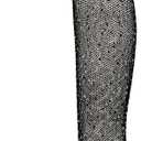 NEWBELLA Women's Rhinestone Mesh Pointed Toe Stiletto Heeled Boots  Sexy Knee High Slip-On Glitter Sock Boots for Party, Night Out, Clubwear Black 8