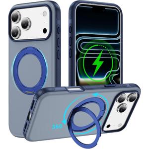 Magnetic Stand for iPhone 17 Pro Max Case Compatible with MagSafe with Kickstand Shockproof Drop Protection Case for iPhone 17 Pro Max Phone Case ﻿ (Sky Blue, iPhone 17 Pro Max)