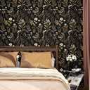 ILHIIOR Gold Leaf Peel and Stick Wallpaper - Boho Vintage Dark Floral Removable Wall Decor 17.5''x393''