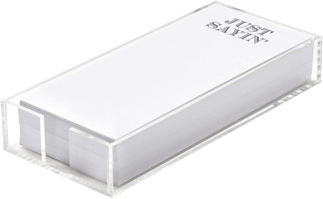 Santa Barbara Design Rectangular Acrylic Notepaper Holder with 125 Sheets Heavyweight Paper, 10" x 4.5", Just Sayin'