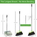 Soft Bristles Green Angle Broom and Dustpan Set, Long Handle Household Indoor Broom with Dustpan Combo Set for Room Kitchen Lobby Office Hardwood Floor Sweeping Floor Cleaning