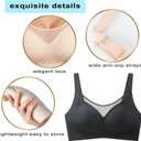 PRETTYWELL Wireless Bras for Women Molded Cup Comfort Push up Bra Mesh Seamless Full Coverage No Underwire Bra A to D Cup (Black, S)