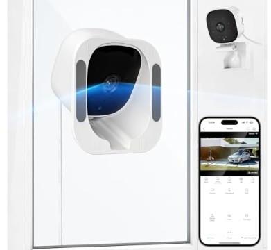 3MP 2K Window Camera, 120° View Angle Window Camera, 2.4GHZ & 5GHZ WiFi Indoor Window Security Camera with Angled Window Mount, Person & Motion Detection, 24/7 Recording, Quick Install