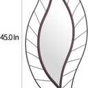 ironsmithn Decorative Wall Mirror, Leaf Design Metal Frame, 45" x 18.5" Unique Wall Mirror for Bathroom Vanity Living Room Bedroom Fireplace(Rustic)