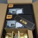 6 Pack Gold Door Knobs with Camelot Trim,Interior Door Knob with Lock,Coastal Door knob for Hall & Closet, Satin Brass