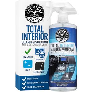 Chemical Guys Total Interior Cleaner and Protectant - Cleans and Protects Leather, Vinyl, Plastic, Rubber, Glass, and Fabric with Streak-Free Finish, Safe for Cars, Trucks, SUVs, and More - 32 oz (32 Fl Oz (Pack of 1))