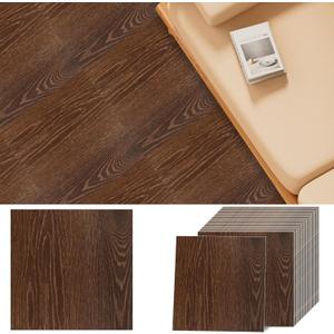 JMIATRY 40PCS 12x12 In Peel And Stick Floor Tile Walnut Wood Vinyl Flooring Peel And Stick Waterproof Brown Wood Sticky Tiles for Floor 12x12x0.05 Inch Self Adhesive Kitchen Floor Tiles,Cover 40 Sq.Ft