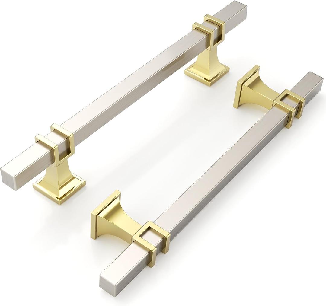 9BUILD 10 Pack 5 Inch Cabinet Pulls Brushed Satin Nickel Kitchen Cabinet Handles Cabinet Hardware Kitchen Handles for Cabinets Nickel Pulls T Bar Drawer Handle