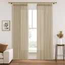 Linen Beige Pinch Pleated Curtains 80 Inches Long 2 Panels Set for Living Room Bedroom, Pinch Pleated Light Filtering Back Tab Drapes Neutral Modern Farmhouse Window Decor 80 Inch