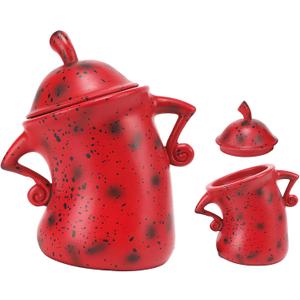 Canister with Attitude, Creative Forked Waist Jars with Lids, Retro Spotted Cup Food Cans Kitchen Storage Jars Airtight Canister for Tea Pot Desktop Cup Ornament(Red)
