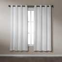 Amazon Basics Chenille Room Darkening Curtains, Light Filtering Window Drapes for Bedroom and Living Room, 2-Panel Set with Grommets, 42" W  72" L, White Solid