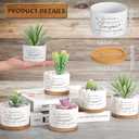SEEWEY 12 Pcs Inspirational Succulent Pots Gifts Bulk Employee Appreciation Gifts for Women Coworker Teacher Small Ceramic Plant Pots with Bamboo Trays for Birthday Christmas(Awesome)