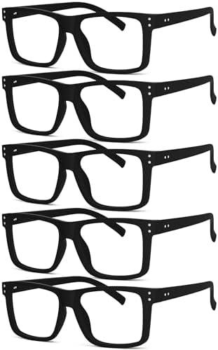 Eyekepper 4 pack Oversized Reading Glasses Square Large Frame Readers for Men and Women - Black +1.50