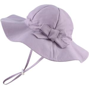 Bow Baby Girls Bucket Hat Infant Toddler Summer Cap Sun Protect Kids Hat for Girls (Purple)