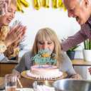 2 x Sky Blue Glitter Happy 53rd Birthday Cake Topper, Fifty Three Years Old Birthday Party Cake Decor, Gold Number 53 Birthday Party Supplies Decorations for Men or Women