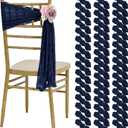 HNPSTBNO 50 PCS Cheesecloth Chair Sashes, Bows Designed Chair Sashes, 15.7x70 inch Chair Sashes for Aisle Decorations Universal Chairs Cover Decoration for Wedding Reception Party Banquet (Navy Blue)