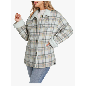 Dokotoo Winter Coats for Women Button Down Plaid Flannel Shirts Warm Sherpa Fleece Jacket (X-Large)