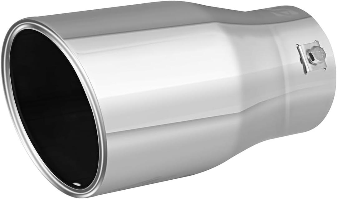 Exhaust Tip, 2-2.75 inch inlet adjustable, Fit 2''/2.25''/2.5''/2.75'' Outer diameter Tailpipe, 4''Outlet 7.5''Long Muffler Tip, Chrome Stainless Steel Tail Tip
