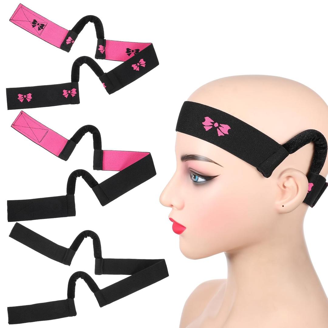 3 Pcs Wig Band With Ear Cut Outs Double-Sided Velvet Wig Melting Band C-Shaped Lace Band Elastic Bands for Wig For Daily Wear And Special Occasions