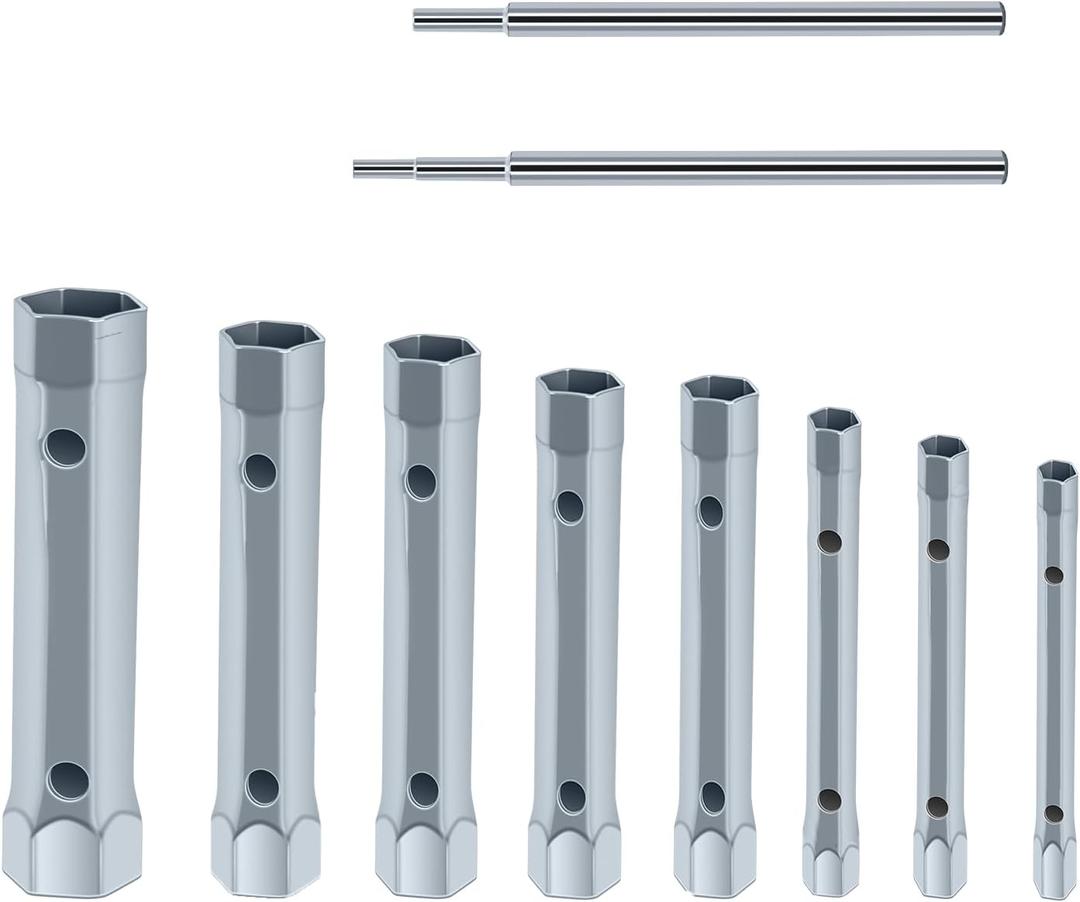 Plumbers Spanner Wrench Set for Shower Valves and Spark Plugs, Dual-Ended Socket Wrench Back Nut Tap Spark Plug Spanner Set Extended Spark Plug Wrench 6-22mm(10Pcs)