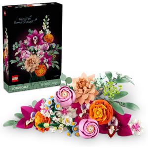 LEGO 10342 Botanical Pink Bouquet Toy, Birthday, Present, Blocks, Mother's Day, Father's Day, Men and Women, Bouquet, Artificial Flowers, Decorative, Stylish, Mother and Father