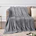 BEDELITE Fleece Throw Blanket for Couch 3D Ribbed Jacquard Soft and Warm Decorative Fuzzy Blanket Cozy, Fluffy, Plush Lightweight Grey Throw Blankets for Bed, Sofa, 50x60 inches