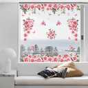 Peacoblue Window Static Clings Stickers Decal 11.8"x35.4",2 Sheets with 24PCS Pink Roses Flowers Vine Decorative Removable Window Sticker Cling Film Home Office Decor for Glass Window Mirror