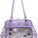 Oxford Ita Bag Crossbody Shoulder Bag Satchel Messenger Backpack Multi-Purpose Pins Display (Purple)