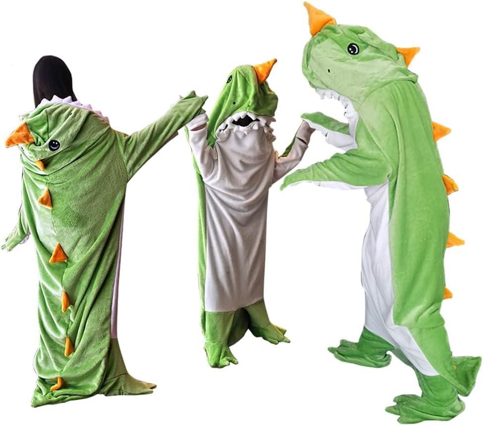 Wearable Dinosaur Blanket Hoodie Animal Sleeping Bags for Kids Adult Soft Cozy Dinosaur Gifts(M fit for 4'9"-5'1")