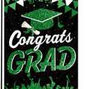 Congrats Grad Garden Flag, Graduates Caps Diploma Ceremony Class 2025 Yard Outdoor Decoration,12x18 Inch Double Sided Outside, GREEN , Pack of 9