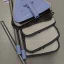 NEWE Wall Washer Mop with 80 Inch Long Handle, Wall and Ceiling Cleaner, 180 Folding Wall Scrubber with Long Handle, Triangle Baseboard Scrubber, 4 Chenille Duster & 2 Microfiber Pads (Chambray Blue)