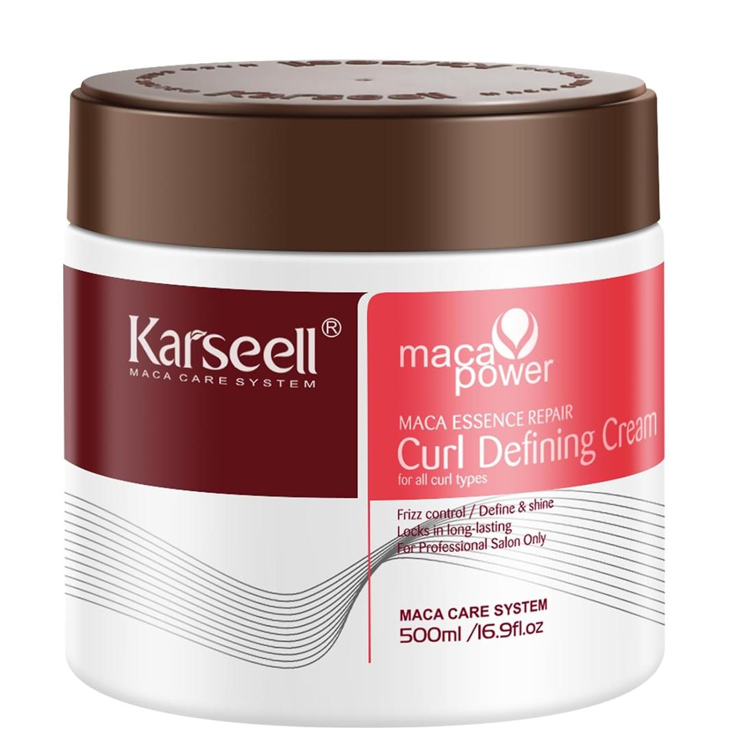 Karseell Curl Defining Cream for Wavy, Curly and Coily Hair, Leave-In Styling Cream to Help Control Frizz, Define Soft Curls and Add Shine, 500 mL / 16.9 oz