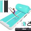 AWSUM 10ft Gymnastics Mat with Air Roller Tumbling Barrel Back Somersault Backbend Trainer for Inflatable Gymnastics Springboard Back Handspring Equipment, with Electric Pump