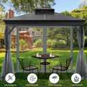Gazebo Universal Replacement Mosquito Netting, Outdoor Mesh Netting Screen 4-Panel Sidewall with Zipper for Patio, Canopy, Garden and Backyard, Gray(Mosquito Net Only) (Gray, 10' x 12')