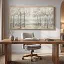 Framed Birch Tree Forest Landscape Wall Art for Living Room, 60x30 Inch, 28.5"L x 57"W