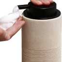 Resin Foaming Hand Soap Dispenser, 11 OZ Bathroom & Kitchen Foam Soap Dispenser, Large Capacity Easy-Press Pump Head, Modern Decor Style (Beige)