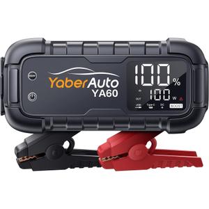 YaberAuto Car Battery Jump Starter 7000A 65W Fast Charging (All Gas/12.0L Diesel) Portable Car Jump Starter Battery Pack, Jump Box Battery Jumper Starter Portable Jumper Cables, 150W DC, 600LM Light