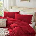 Household 100% Jersey Cotton Pillowcase 20x36-Light Weight, Comfortable, Super Soft Pillow Case with Envelope Closure Extremely Durable Set of 2 (Red, King Size Pillowcase)
