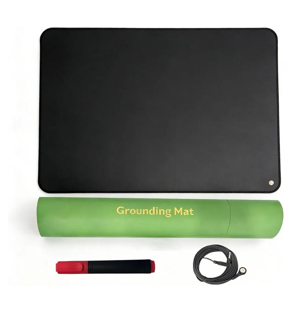 Amradield Grounding Mat 24"x16" Conductive Earthing Pad with 15ft Cord Tester Pen, Reduce Pain Inflammation Improve Sleep, Non-Slip Bottom, Portable Grounding Pad for Feet Desk Home Office Wellness