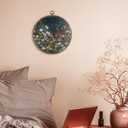 FUGWN Dark Cottagecore Moody Wildflower Round Wall Art Decor Framed, Vintage Flower Botanical Canvas Artwork Prints, Retro Colorful Floral Wall Hanging Decorations for Home Bedroom Room, 10x10 Inch