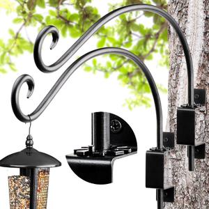 AJART Bird Feeder Hanger of Swivel Hanging Plant Bracket for Outdoor(Black) More Suitable for Outside birdhouses Plant Hooks (16"-2PCs)