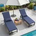 Pellebant Outdoor Lounge Chair Cushions with Pillow & Pockets, 72" x 21"