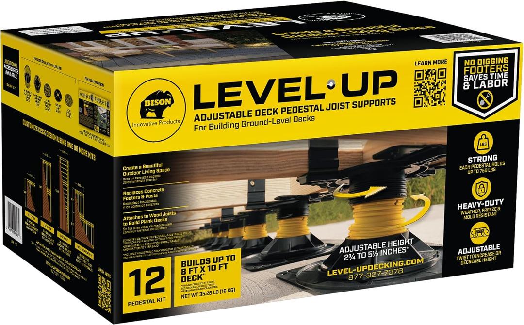 Level.Up System Adjustable Deck Pedestal Joist Support Kit, 12-Pedestal Kit (7079806002)